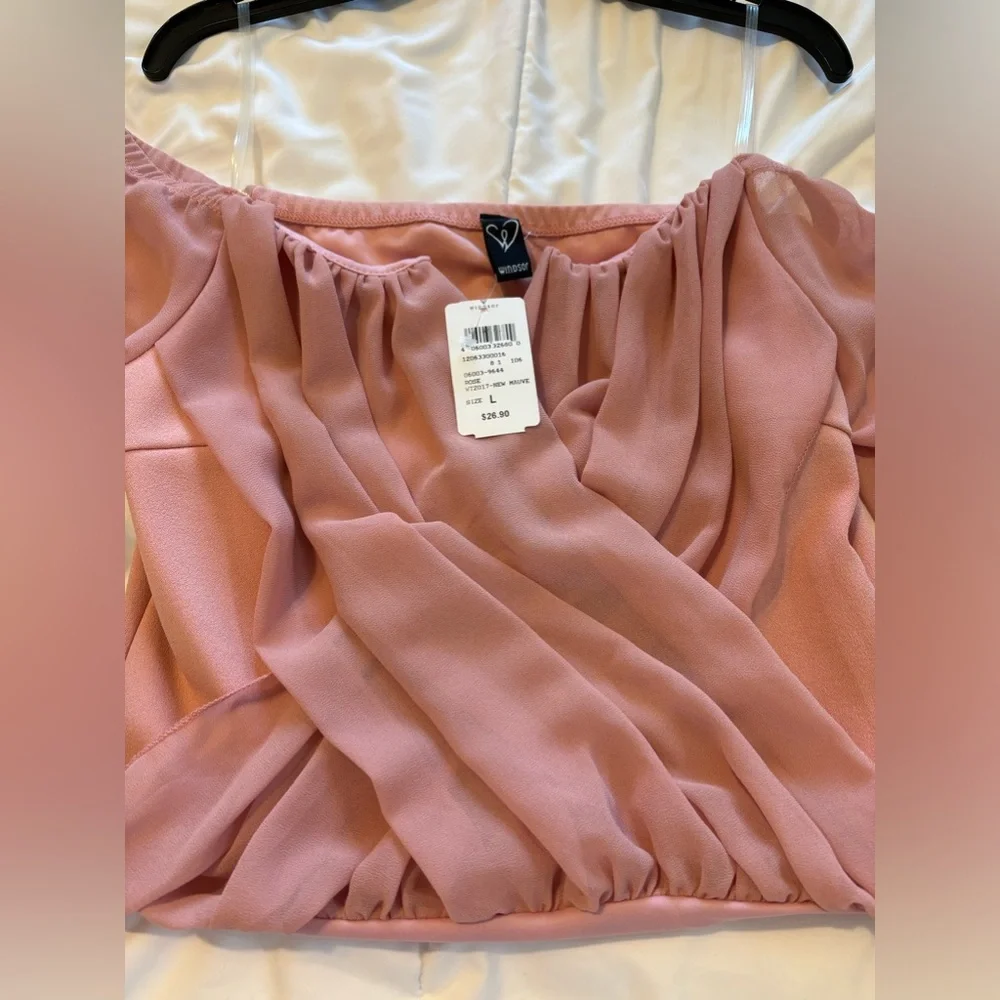 Off the shoulder women blouse, mauve color - Picture 4 of 8